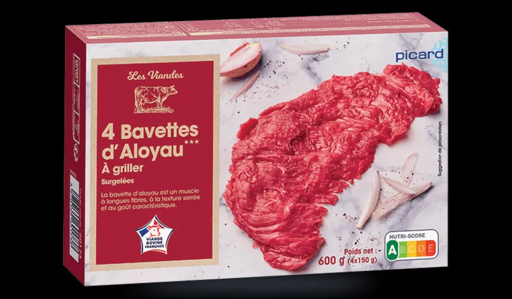 Picard 4 biftecks de bavette d'aloyau* Produits Nutri-Score A|Viandes Bio Et Labellisées