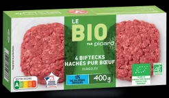 Picard 4 biftecks hachés bio (100g) pur boeuf* Produits Nutri-Score A|Viandes Bio Et Labellisées