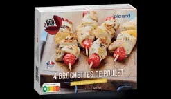 Picard 4 brochettes de poulet mariné au citron et au basilic* Volailles Labellisées|Volailles Cuisinées
