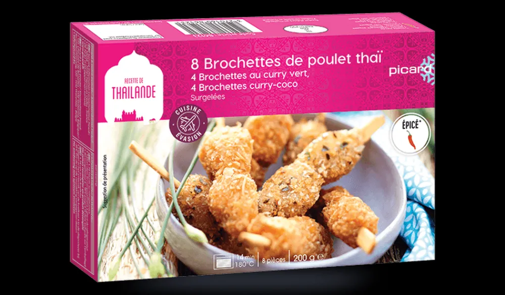 Picard 8 brochettes de poulet thaï* À Partager|Bouchées, Brochettes