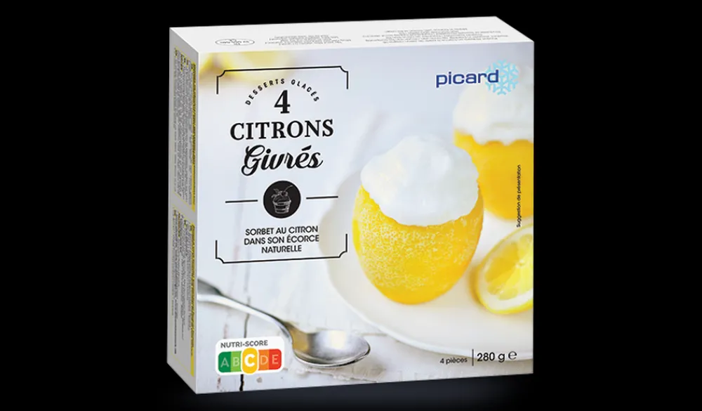 Picard 4 citrons givrés* Sorbets|Desserts Glacés Individuels