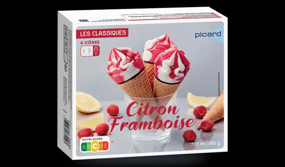 Picard 6 cônes citron-framboise* Cônes Glacés|Sorbets