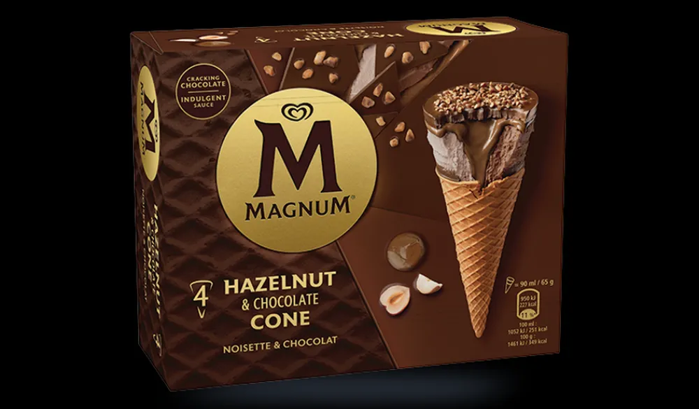 Picard 4 cônes Magnum noisette* Cônes Glacés|Chocolat, Noisette