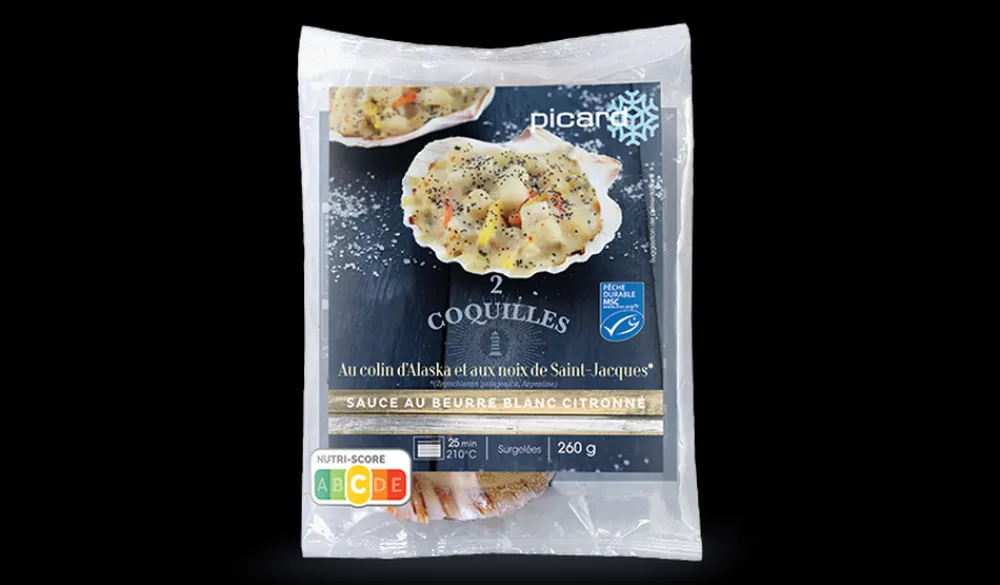Picard 2 coquilles colin d'Alaska, noix de St-Jacques MSC* Cassolettes Et Coquilles|Poissons Bio Et Labellisés