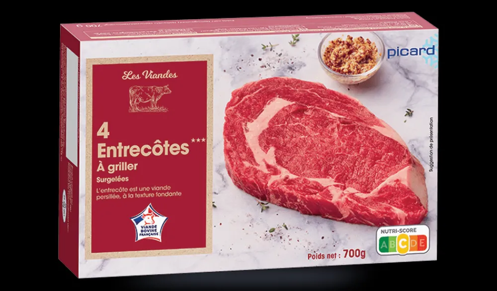 Picard 4 entrecôtes* Viandes Bio Et Labellisées|Boeuf