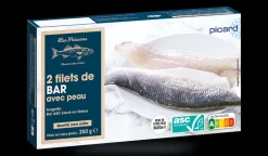 Picard 2 filets de bar avec peau ASC, élevé en Grèce* Produits Nutri-Score A|Sans Sel Ajouté