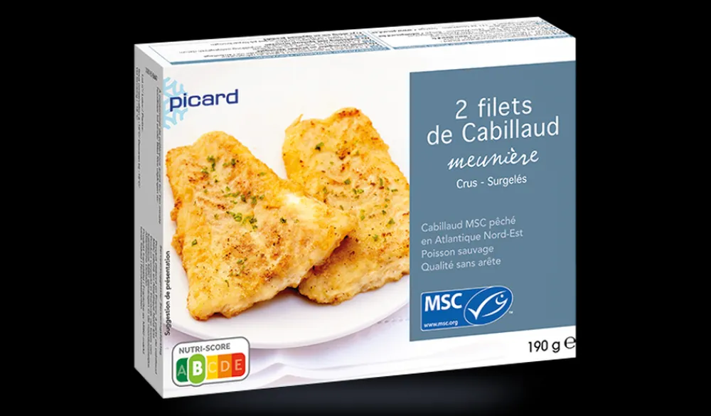 Picard 2 filets de cabillaud meunière MSC, sans arête* Poissons Bio Et Labellisés|Cabillaud
