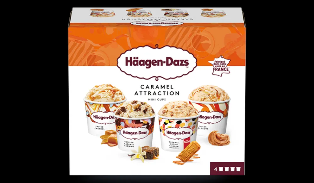 Picard 4 Mini-pots Caramel Attraction* Pots De Glace|Crèmes Glacées