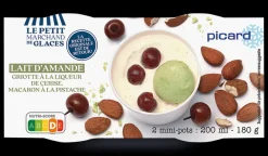 Picard 2 mini-pots crème glacée Lait d'amande, griottes* Pots De Glace|Café Et Autres Parfums Gourmands
