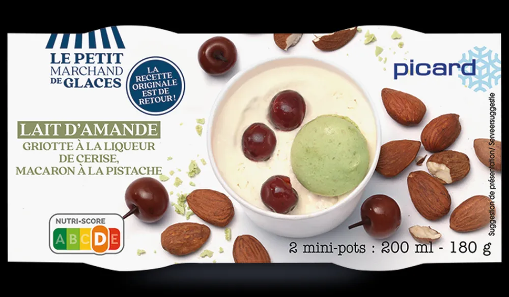 Picard 2 mini-pots crème glacée Lait d'amande, griottes* Pots De Glace|Café Et Autres Parfums Gourmands