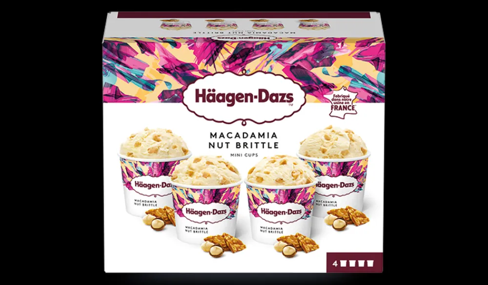 Picard 4 Mini-pots Macadamia Nut Brittle* Pots De Glace|Café Et Autres Parfums Gourmands