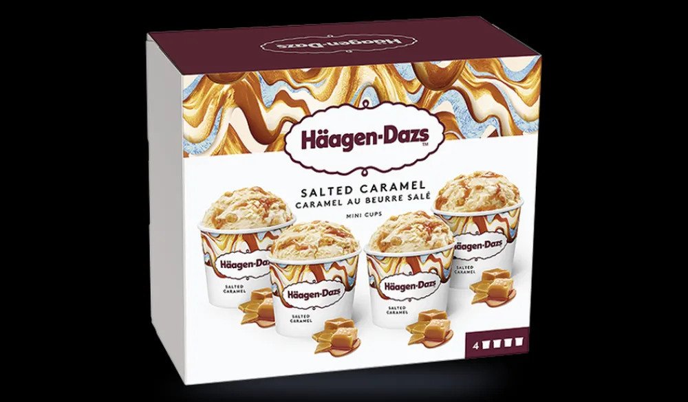 Picard 4 mini-pots Salted caramel H Dazs* Pots De Glace|Vanille, Caramel