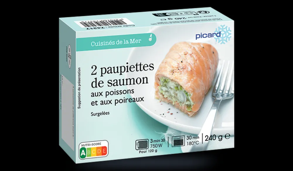 Picard 2 paupiettes de saumon aux poissons, aux poireaux* Produits Nutri-Score B|Poissons Marinés, Fumés, Cuisinés