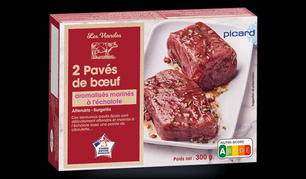 Picard 2 pavés de boeuf marinés à l'échalote* Produits Nutri-Score A|Viandes Cuisinées