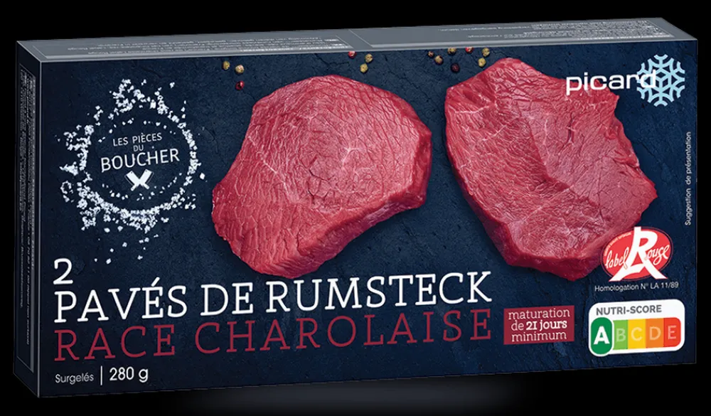 Picard 2 pavés de rumsteck Label Rouge* Produits Nutri-Score A|Viandes Bio Et Labellisées