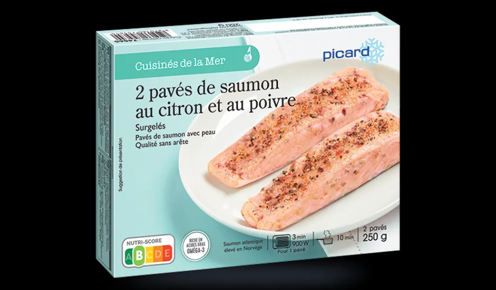 Picard 2 pavés de saumon au citron et au poivre* Produits Nutri-Score B|Poissons Marinés, Fumés, Cuisinés