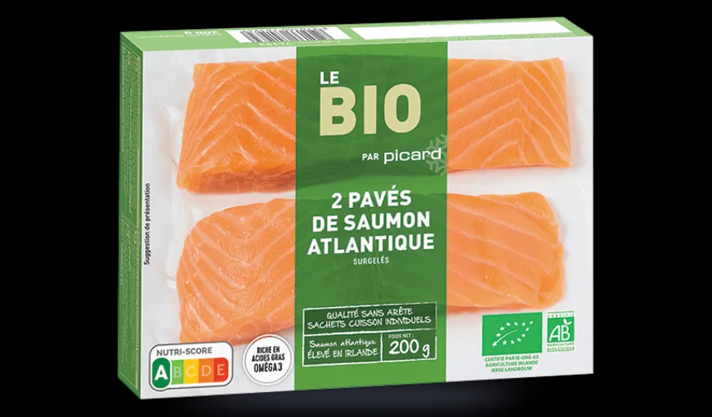 Picard 2 pavés saumon atlantique bio, Irlande* Produits Nutri-Score A|Poissons Bio Et Labellisés