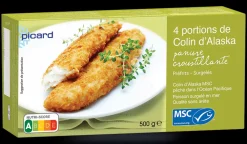 Picard 4 portions panées de filet de colin d'Alaska MSC*Enfant Produits Nutri-Score A|Poissons Pour Enfants