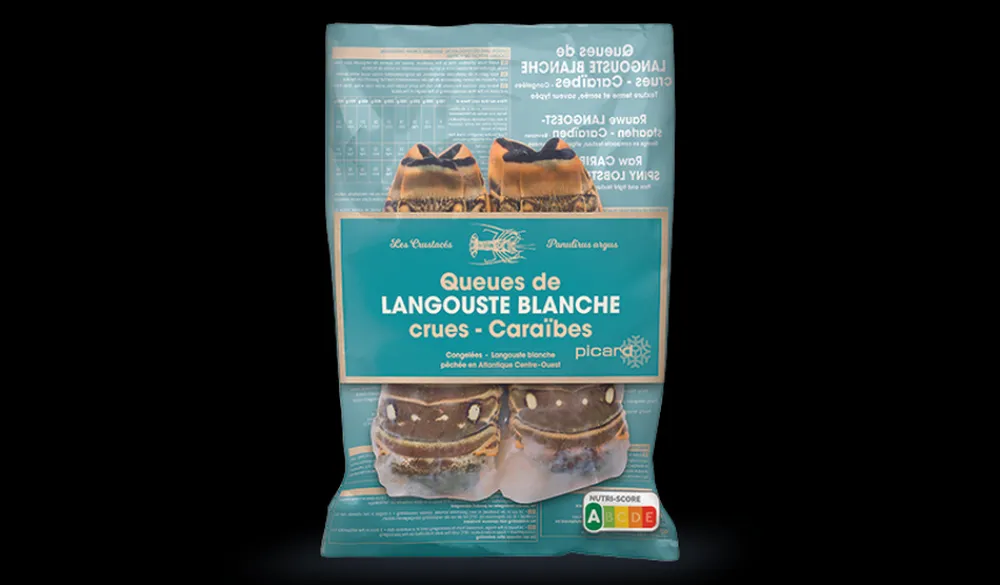 Picard 2 queues de langouste blanche, Caraïbes, crues* Produits Nutri-Score A|Sans Sel Ajouté
