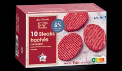 Picard 10 steaks hachés, 5% M.G maximum*Enfant Sans Sel Ajouté|Viandes Pour Enfants