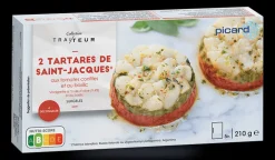 Picard 2 tartares de Saint-Jacques aux tomates confites et au basilic* Produits Nutri-Score B|Entrées Individuelles