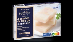 Picard 4 tranches de filets de cabillaud MSC, sans arête* Produits Nutri-Score A|Cabillaud