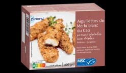 Picard Aiguillettes de merlu blanc du Cap panure* Produits Nutri-Score A|Poissons Panés, Meunières