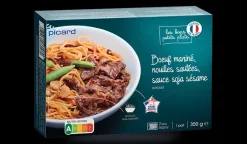 Picard Bœuf mariné, nouilles et légumes sautés, sauce soja sésame* Produits Nutri-Score A|Viandes, Volailles Cuisinées