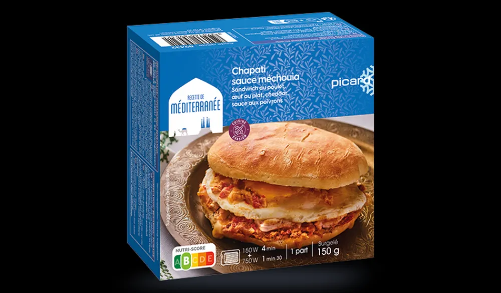 Picard Chapati sauce méchouia, sandwich au poulet* 1 Part|Plats Méditerranéens