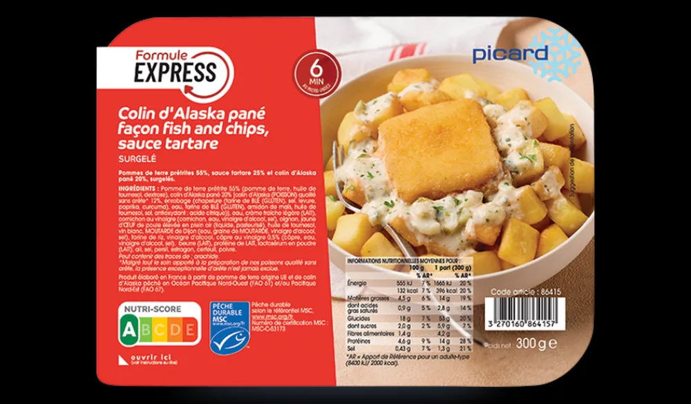 Picard Colin d'Alaska pané MSC façon fish and chips, sauce tartare* Poissons, Fruits De Mer Cuisinés
