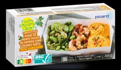 Picard Crevettes purée de patate douce, légumes verts* Poissons, Fruits De Mer Cuisinés