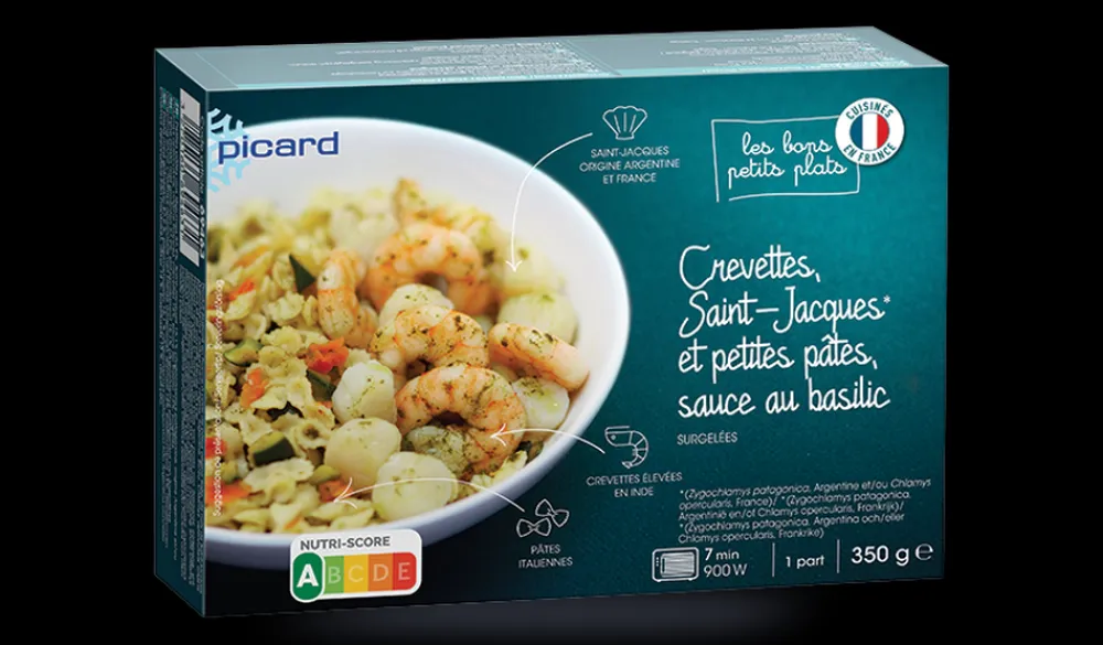 Picard Crevettes,Saint-Jacques, petites pâtes aux légumes* Produits Nutri-Score A|Poissons, Fruits De Mer Cuisinés