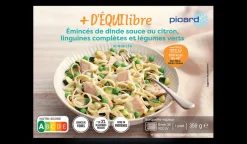Picard Emincés de dinde sauce au citron, linguine complète et légumes verts* Gamme Plus D'Équilibre|Viandes, Volailles Cuisinées