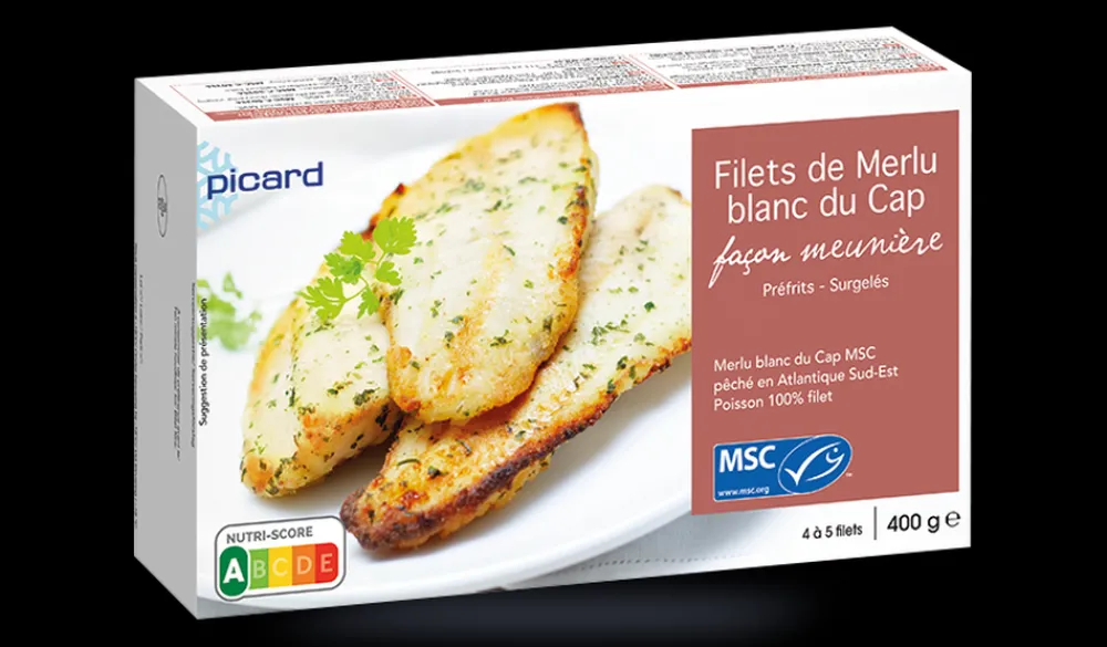 Picard Filets de merlu blanc du Cap façon meunière* Produits Nutri-Score A|Poissons Panés, Meunières