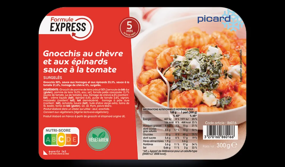 Picard Gnocchis au chèvre et aux épinards, sauce tomate*Enfant Végétarien|Plats Spécial Enfants