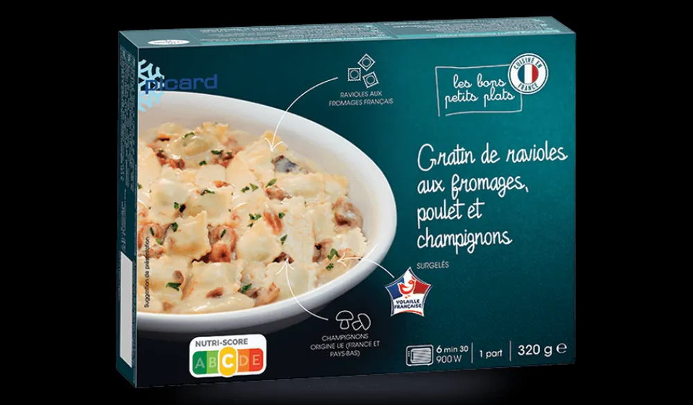 Picard Gratin de ravioles au poulet et aux champignons* Gratins, Parmentiers, Lasagnes