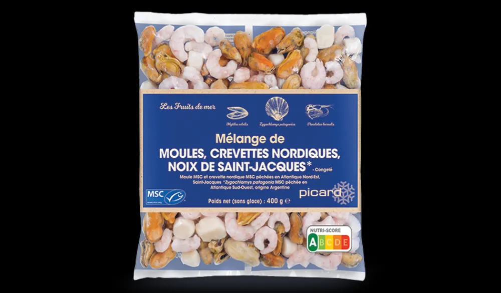 Picard Mélange de moules, crevettes nordiques, Saint-Jacques MSC** Fruits De Mer Bio Et Labellisés|Poissons Bio Et Labellisés