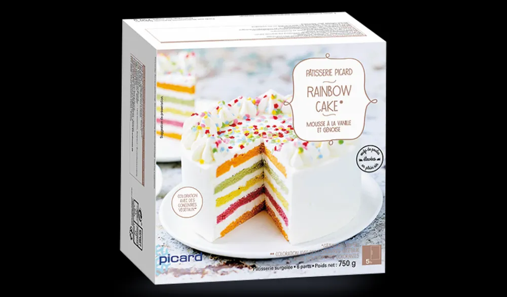 Picard Rainbow cake, gâteau arc-en-ciel, 6 parts* Desserts Pâtissiers