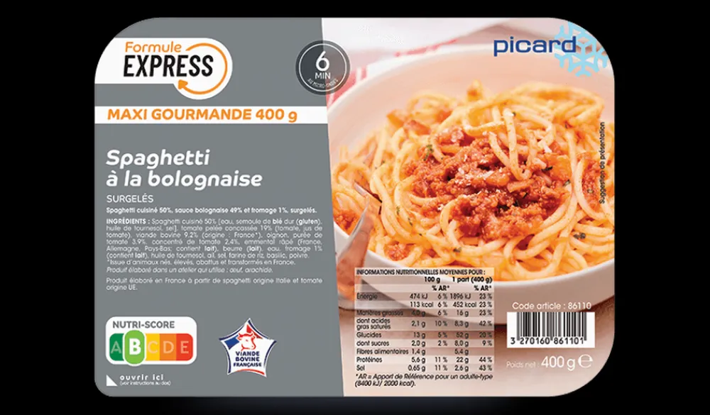 Picard Spaghetti à la bolognaise*Enfant Produits Nutri-Score B|Plats Spécial Enfants